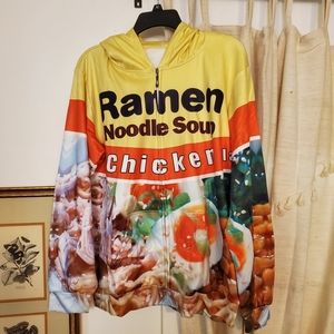 Zip Up Ramen Noodle Soup XL & XXL All Over Graphic Novelty Sweatshirt